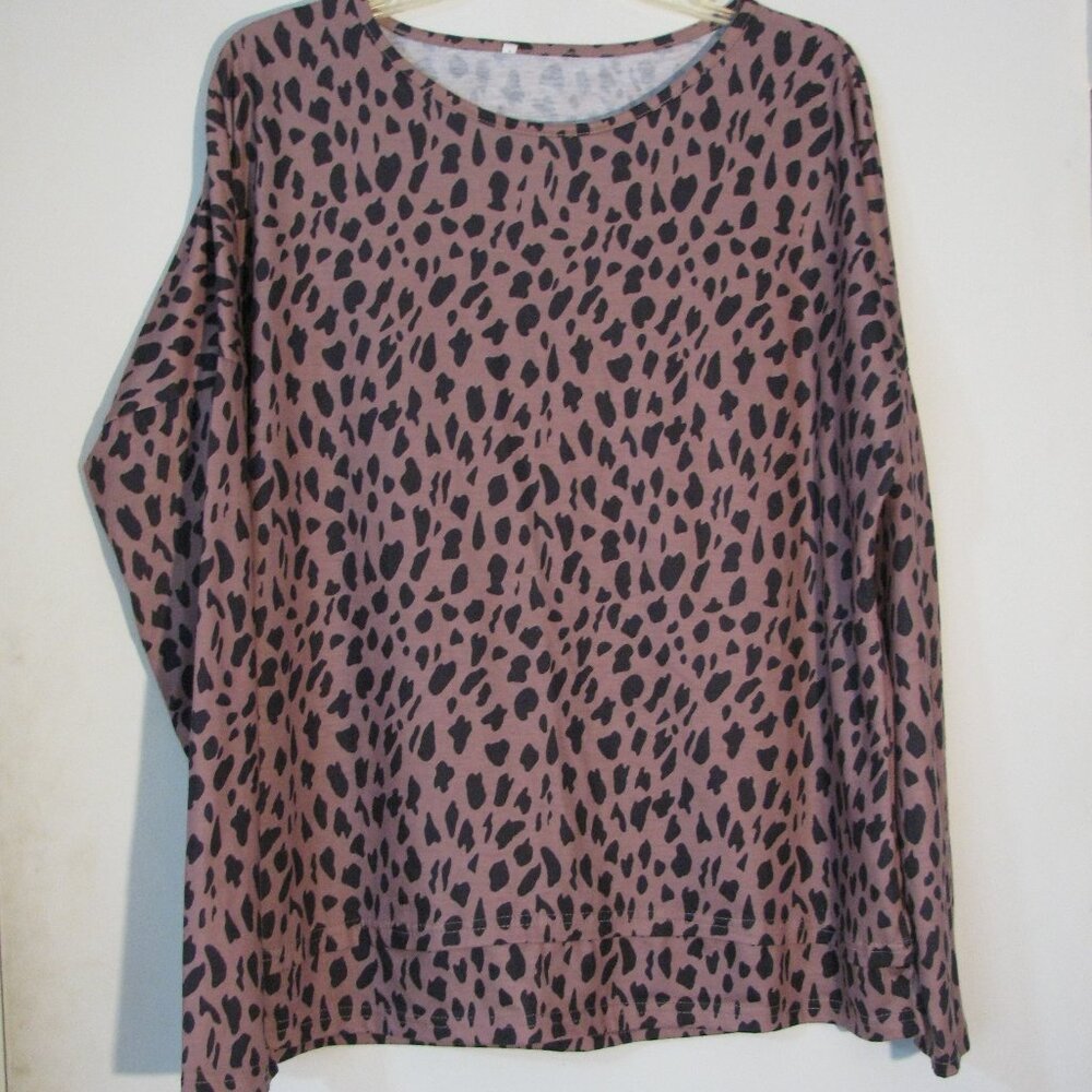 * Unbranded Animal Print Blouse XXL Plus Size Long Sleeve Soft Stretch